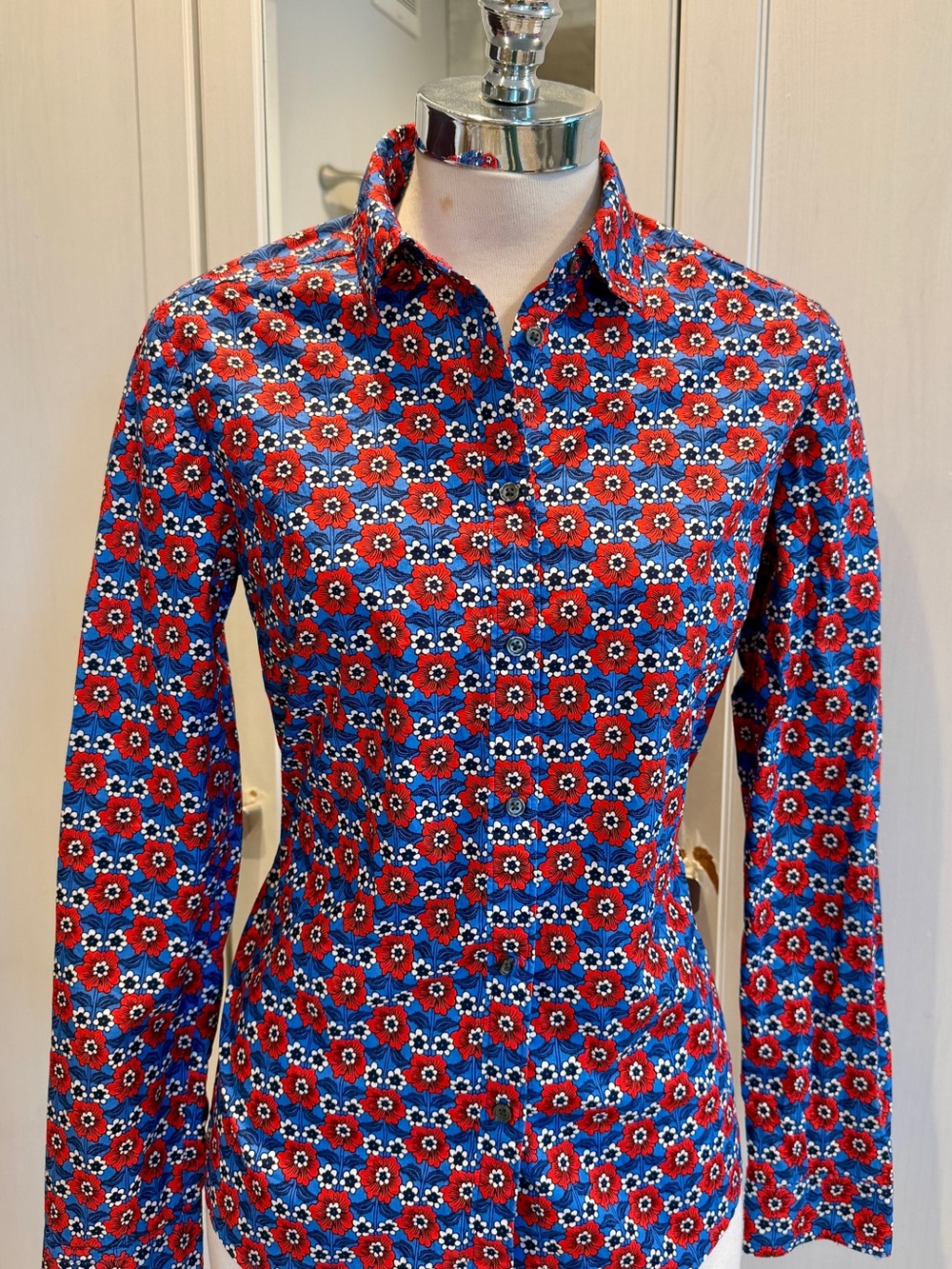 Boden Red & Blue Floral Button-Down Shirt